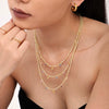 Handmade 316L Stainless Steel Natural Stone Zircon Geometric Beaded Clavicle Necklace For Women Light Luxury Style
