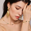 Handmade Stainless Steel Necklace And Bracelet Set With Inlaid Emerald Zircon Light Luxury Style Electroplated For Women