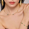 Handmade Stainless Steel Necklace And Bracelet Set With Inlaid Emerald Zircon Light Luxury Style Electroplated For Women
