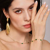 Handmade Stainless Steel Necklace And Bracelet Set With Inlaid Emerald Zircon Light Luxury Style Electroplated For Women