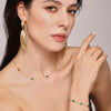 Handmade Stainless Steel Necklace And Bracelet Set With Inlaid Emerald Zircon Light Luxury Style Electroplated For Women