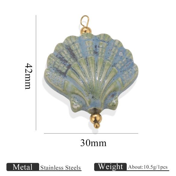 Handmade Stainless Steel Shell Conch And Heart Shape Pendant For Jewelry With Electroplating Retro Style