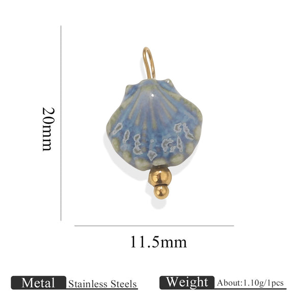 Handmade Stainless Steel Shell Conch And Heart Shape Pendant For Jewelry With Electroplating Retro Style
