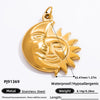 Handmade Stainless Steel Sun Moon Pendant Necklace Accessories With Totem Pattern And Electroplating Design Personality Minimalist Style