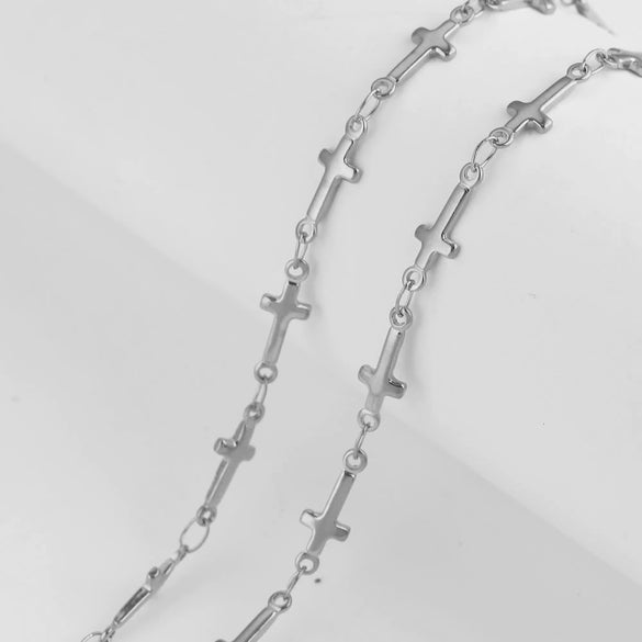 Handmade Stainless Steel Vacuum Chain With Golden Heart Cross Frame And Five Pointed Star For Diy Necklace Accessories Electroplated