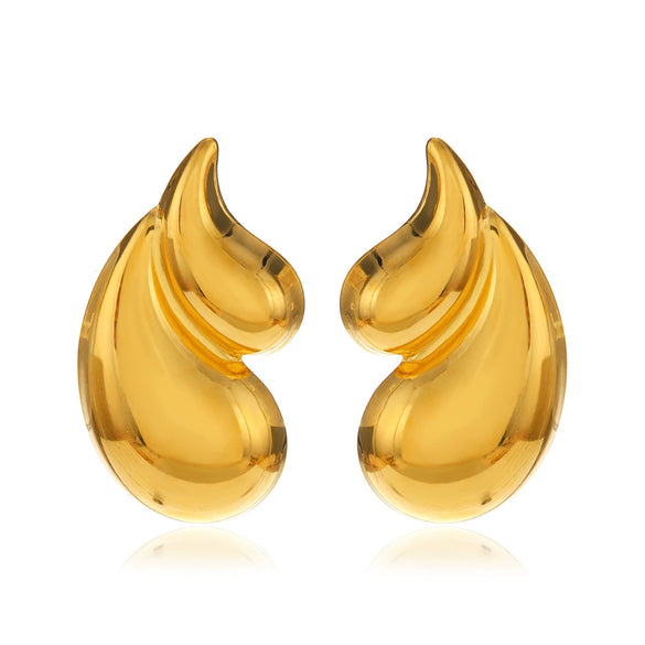 Handmade Stainless Steel Water Drop Shape Hiphop Women's Earrings 18K Goldplated
