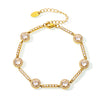 Handmade Stainless Steel Zircon Round Star Geometric Elegant Women's Bracelet 18K Gold Plated