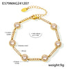 Handmade Stainless Steel Zircon Round Star Geometric Elegant Women's Bracelet 18K Gold Plated