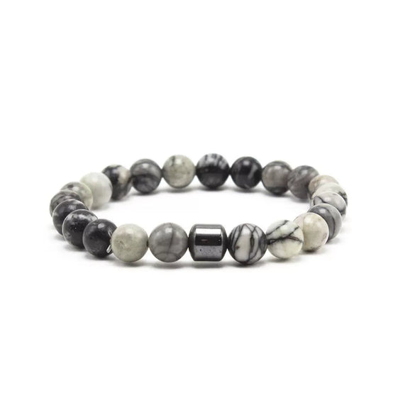 Handmade Stone Beaded Bracelet Geometric Style Unisex