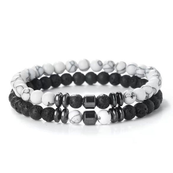 Handmade Stone Beaded Bracelet Geometric Style Unisex