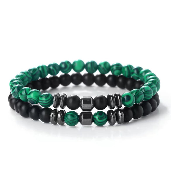 Handmade Stone Beaded Bracelet Geometric Style Unisex