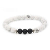 Handmade Stone Beaded Couple Bracelet With 8Mm Crystal White Turquoise Frosted Geometric Design Unisex