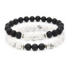 Handmade Stone Beaded Couple Bracelet With 8Mm Crystal White Turquoise Frosted Geometric Design Unisex