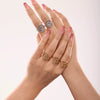 Handmade Swirl Zircon Side Opening Stainless Steel Pvd Plated 18K Gold Finger Ring Geometric Design For Women