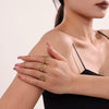 Handmade Swirl Zircon Side Opening Stainless Steel Pvd Plated 18K Gold Finger Ring Geometric Design For Women