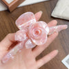 Handmade Threedimensional Twin Flower Acetate Hair Clip For Women