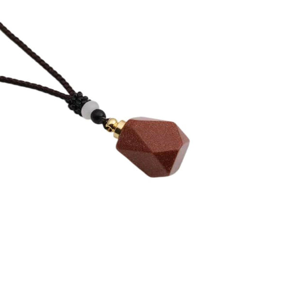 Handmade Tiger Eye Stone Geometric Perfume Bottle Pendant Necklace Alloy Essential Oil Aromatherapy Container Sweater Chain