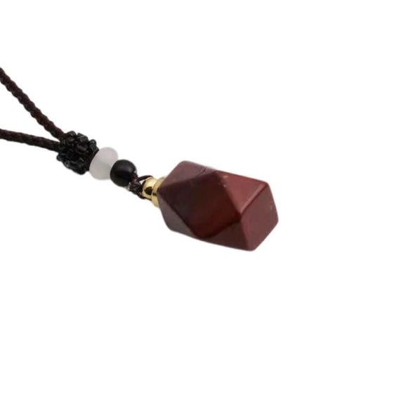 Handmade Tiger Eye Stone Geometric Perfume Bottle Pendant Necklace Alloy Essential Oil Aromatherapy Container Sweater Chain