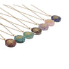 Handmade Tiger Eye Stone Gravel Pendant Necklace With Stainless Steel O Chain Geometric Alloy Charm Fashion Jewelry For Women And Men