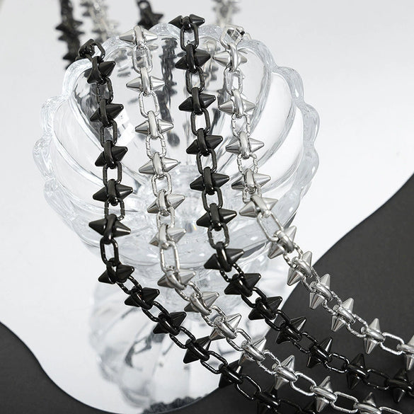Handmade Titanium Steel Cuban Chain Clavicle Necklace For Women With Geometric Design And Electroplating Treatment Retro And Exaggerated Style