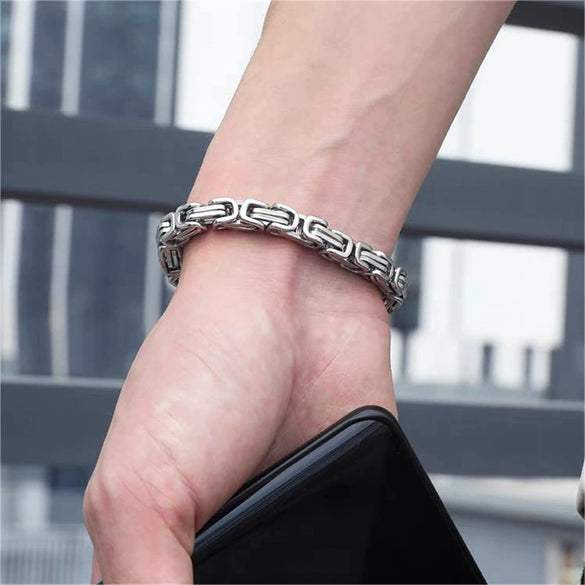 Handmade Titanium Steel Geometric Chain Bracelet Bold Versatile Unisex Jewelry Accessory