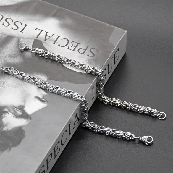 Handmade Titanium Steel Geometric Chain Bracelet Bold Versatile Unisex Jewelry Accessory