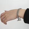 Handmade Titanium Steel Leaf Pattern Chain Bracelet For Men And Women Unisex Couple Jewelry With Thick Link Design