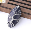 Handmade Tree Of Life Natural Stone Pendant Necklace Minimalist Copper Wire Wrapped Crystal Jewelry