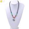 Handmade Tree Of Life Natural Stone Pendant Necklace With Winding Gravel Design Rope Chain And Electroplated Copper Accessories