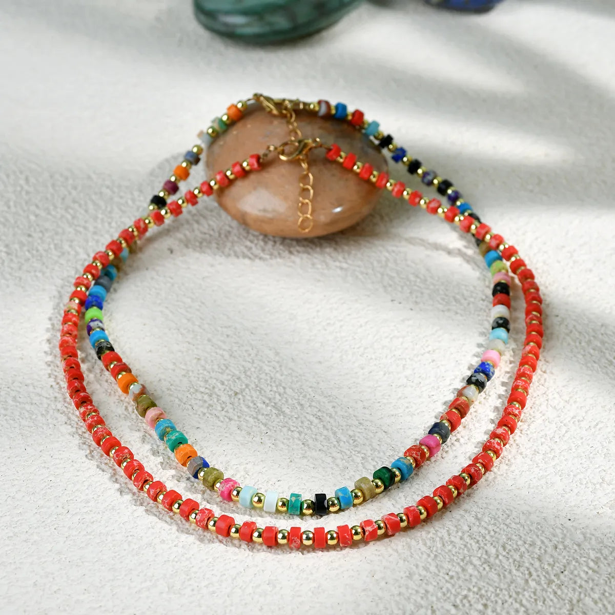 Handmade Tropical Color Block Artificial Gemstones Alloy Wholesale Necklace