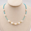 Handmade Turquoise Freshwater Pearl Geometric Style Necklace Bracelet For Women