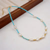 Handmade Turquoise Freshwater Pearl Geometric Style Necklace Bracelet For Women
