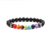 Handmade Unisex Black Gall Stone And Volcanic Stone Colorful Beaded Circle Bracelet