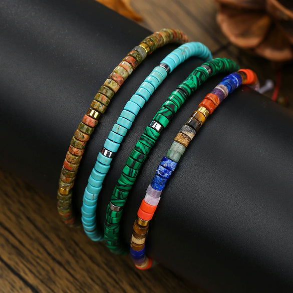Handmade Unisex Geometric Stone Braided Couple Bracelet