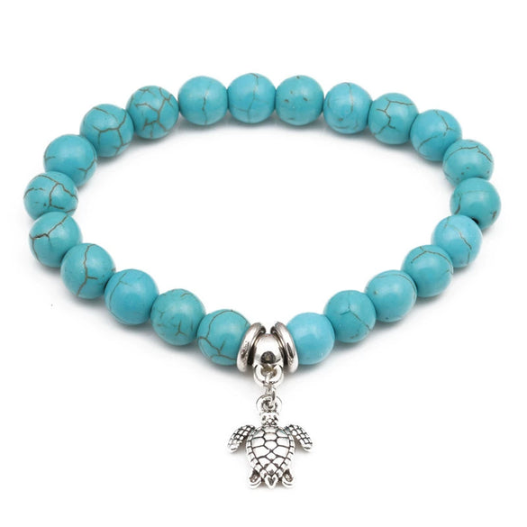 Handmade Unisex Turtle Pendant Beaded Bracelet With Animal Zodiac Pattern