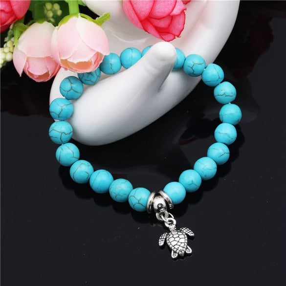 Handmade Unisex Turtle Pendant Beaded Bracelet With Animal Zodiac Pattern