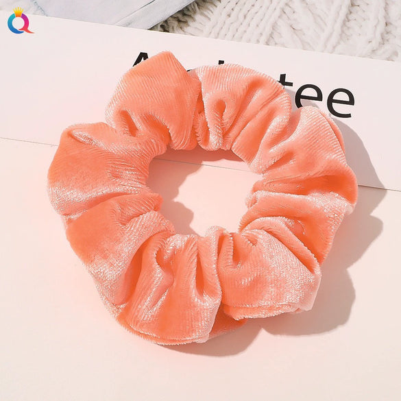 Handmade Velvet Bow Scrunchie Hair Tie With High Elasticity Fabric Hair Accessory For Women And Girls