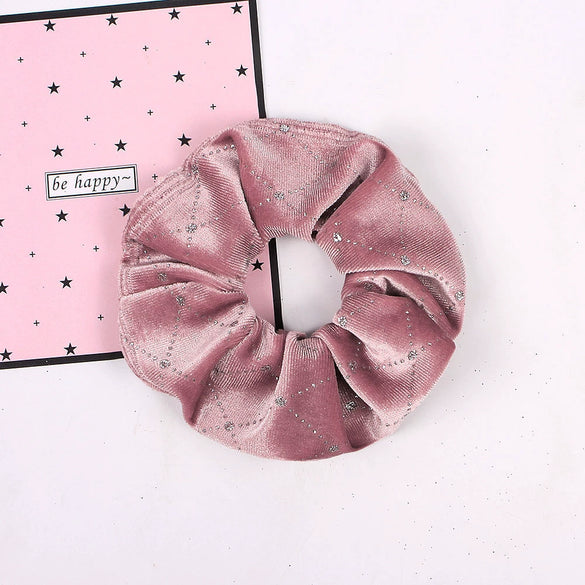 Handmade Velvet Hair Scrunchie With Gold Star Detail High Elasticity Cloth Hair Tie Accessory