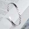 Handmade Vintage Distressed Sterling Silver Twist Woven Open Bracelet Old Finish Couple Bangle
