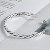 Handmade Vintage Distressed Sterling Silver Twist Woven Open Bracelet Old Finish Couple Bangle