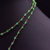 Handmade Women's Baroque Pearl And Green Agate Crystal Pendant Long Neck Collarbone Necklace With Geometric Design