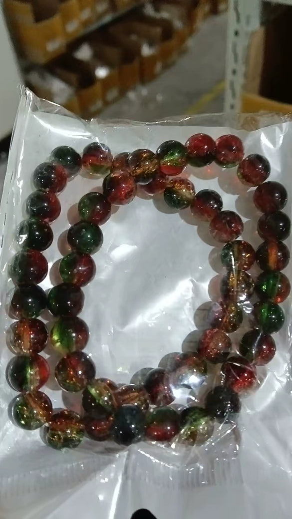 Handmade Women's Round Artificial Crystal Popcorn Bead Bracelet Simple Christmasthemed Jewelry Design