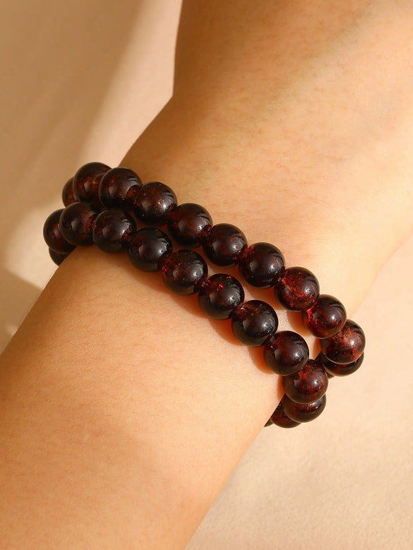 Handmade Women's Round Artificial Crystal Popcorn Bead Bracelet Simple Christmasthemed Jewelry Design