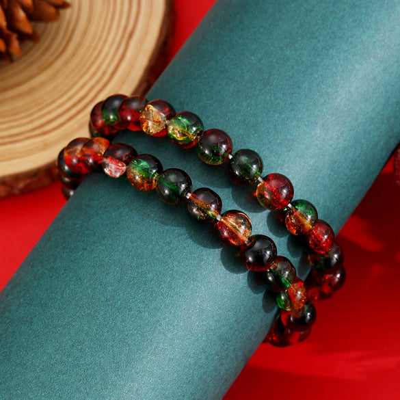Handmade Women's Round Artificial Crystal Popcorn Bead Bracelet Simple Christmasthemed Jewelry Design