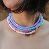 Handmade Women's Soft Ceramic Beaded Clavicle Necklace Geometric Style Stainless Steel And Clay