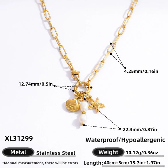 Handmade Women's Stainless Steel Heart Pendant Necklace With 18K Gold Electroplated Finish