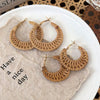 Handmade Wood Straw Rattan Geometric Women's Vacation Style Ring Earrings
