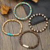 Handmade Wooden Beads Coconut Shell Geometric Bracelet Unisex