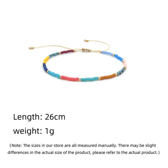 Handmade Woven Glass Glaze Miyuki Rice Beads Geometric Style Women's Bohemian Retro Bracelet