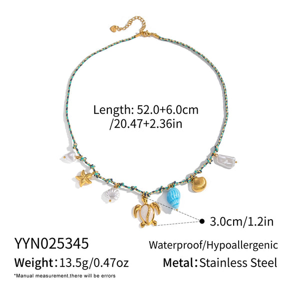 Handmade Woven Rope Chain 18K Real Gold Plated Animal Zodiac Heart Shaped Necklace Choker For Women